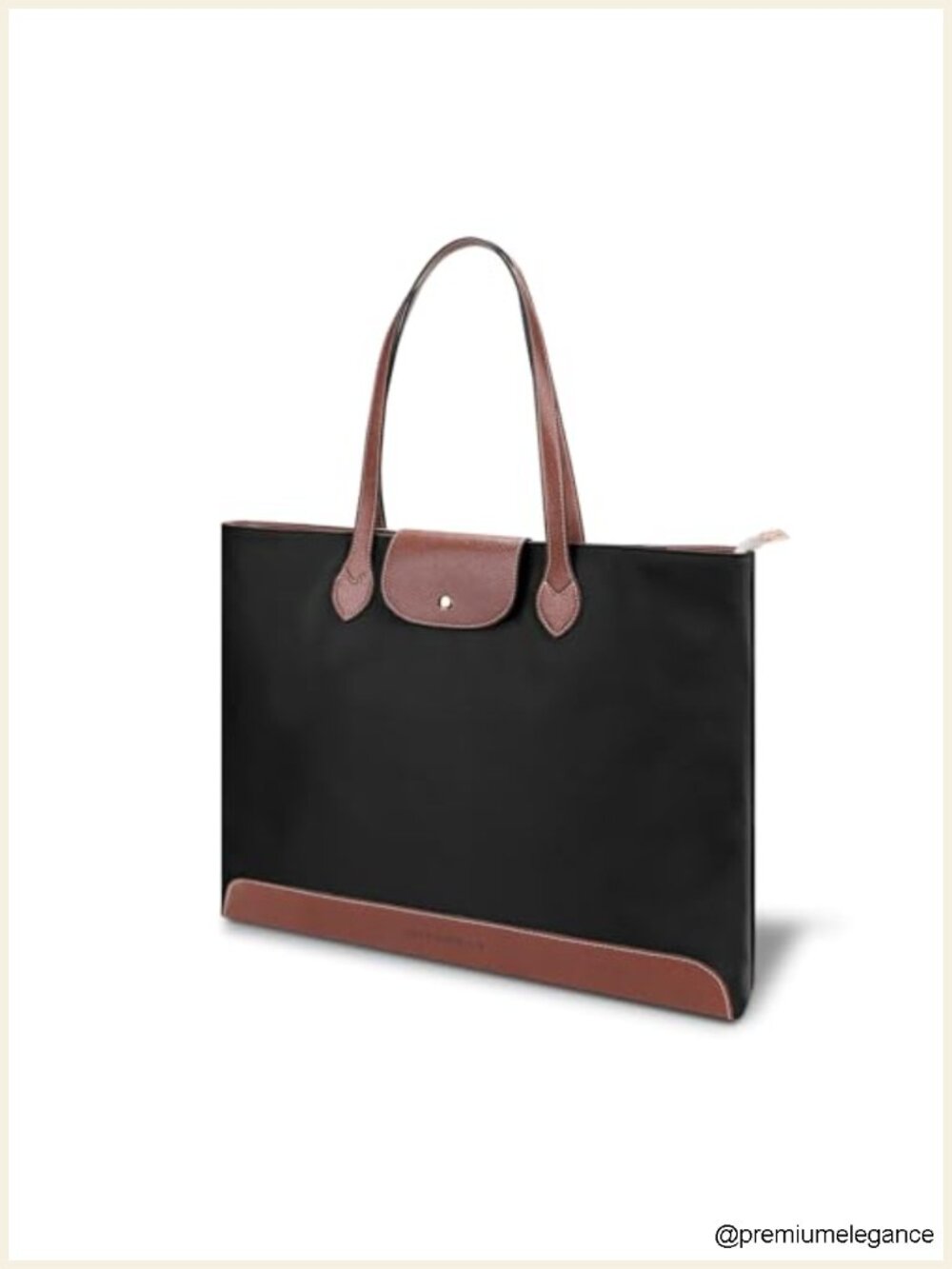 Slim Structured Work Tote Bag with Zipper, Lightweight Office Handbag